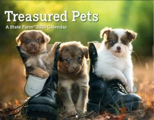 COLLECTIBLE CALENDAR-2025-TREASURED PETS-DOGS+BUNNIES+ CATS+PUPPIES+KITTENS - Picture 1 of 2