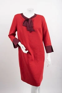 Boden Womens Josie Ponte Shift Dress UK 20L US 16L Tall Red 3/4 Sleeve Bow NWT - Picture 1 of 6