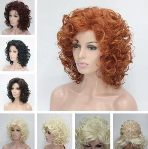 Damen Wellige Lockenperücke Kurz Damen Flauschige Haare Perücke Blond Perücken + Perückenkappe - Bild 1 von 25