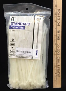 Paquete de 200 piezas con cremallera blanca de 8" de corbatas de cable 75 lb Resistencia a la tracción Loop NUEVO - Imagen 1 de 4