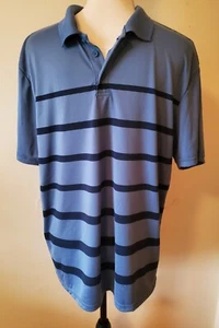 Old Navy Men's Size L Shirt Polo Short Sleeve Collar Button Closure Striped Blue - Picture 1 of 6