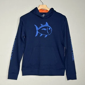 Southern Tide LS Ryker SJ Hoodie Sweatshirt Boys XL 16 True Navy Large Fish - Picture 1 of 6