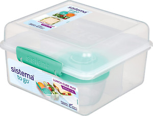 Sistema to GO Lunch Box Cube Max | 2 L Bento-Box Style Food Container with Di...