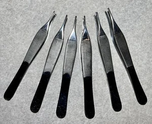 (6) Adson Serrated Tip 1x2 Rat Tooth Kocher Tweezer Dressing Forcep Plier L@@K - Picture 1 of 9