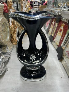 60cm Beautiful Ceramic Mosaic Vase Black Crystal Decorative Mirror Flower Luxury - Picture 1 of 1