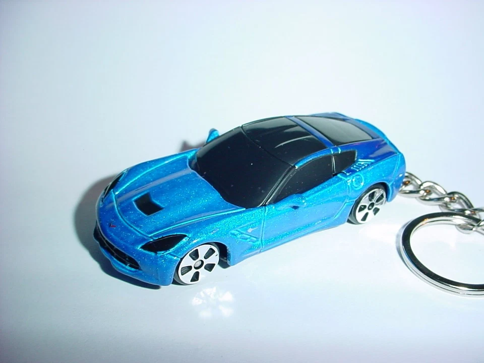 HOT 3D BLUE 2014 CHEVROLET CORVETTE STINGRAY CUSTOM KEYCHAIN bling vette maisto  - Image 1 of 1