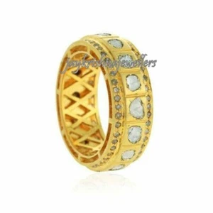 Polki Diamant Band Eternity Ring, 925 Silber Scheibendiamant Valentinstag Geschenk Ring - Bild 1 von 5