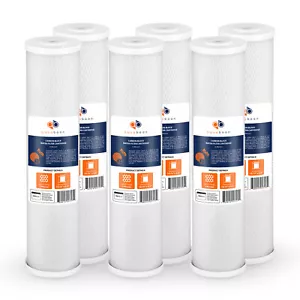 6 piezas de filtro de agua bloque de carbono Aquaboon Big Blue 5 μm cáscara de coco 20""x4,5"" - Imagen 1 de 1