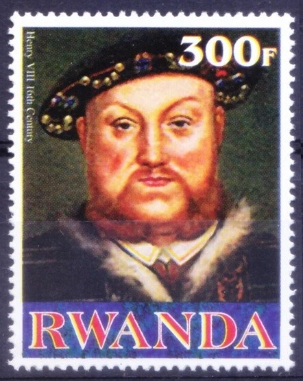 Rwanda 1999 MNH, King Henry VIII, Millennium, illegal Stamp  - Image 1 of 1