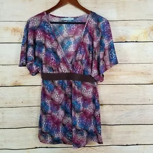 Top donna Maurices taglia M viola geometrico righe esagonali elastico in vita elasticizzato - Foto 1 di 7