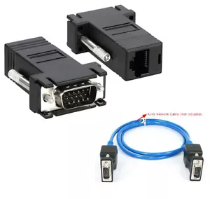2x VGA Stecker auf Netzwerk LAN Adapter Video Verlängerung Cat5e Cat6 Ethernet RJ45 VGA UK - Bild 1 von 7