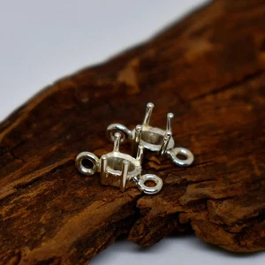 925 Sterling Silver Oval Mounting Connector Prong Setting, Prong Connector Mount - Picture 1 of 8