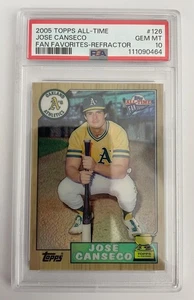 2005 TOPPS ALL-TIME FAN FAVORITES REFRACTOR #126 JOSE CANSECO A'S POP 1 PSA 10 - Picture 1 of 2