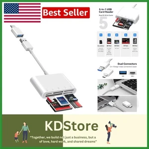 Compact High-Speed USB-C and USB Memory Card Reader - Effortlessly Transfer Data - Picture 1 of 8