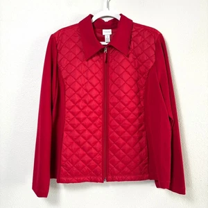 Chaqueta acolchada Weekends By Chicos con cremallera completa talla 3 US XL roja bolsillos elásticos - Imagen 1 de 12