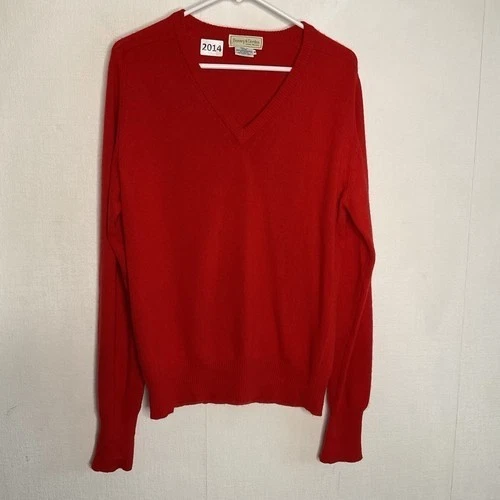 Suéter de Colección Bonney & Gordon Rojo 100% Cachemira Tejido Cuello en V Hombres Talla M Pullover Foto 1 de 4