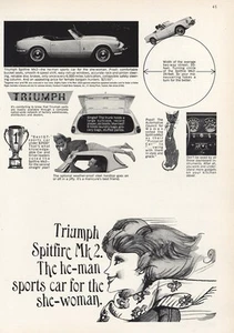Triumph Spitfire 1966: He Man auto sportiva per lei donna pubblicità stampa d'epoca - Foto 1 di 1