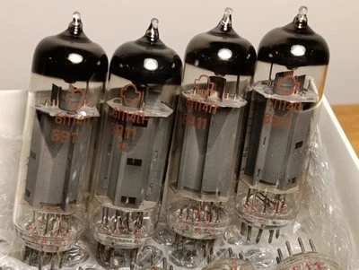 6P14P (6П14П) / EL84 QUAD ( 4pcs ) 80's SAME DATE tubes NOS EU Stock ! - Photo 1/4