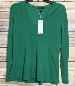 NWT Eileen Fisher Organic Linen Crepe Stretch V-Neck Tunic Green Size XS - Picture 1 of 9