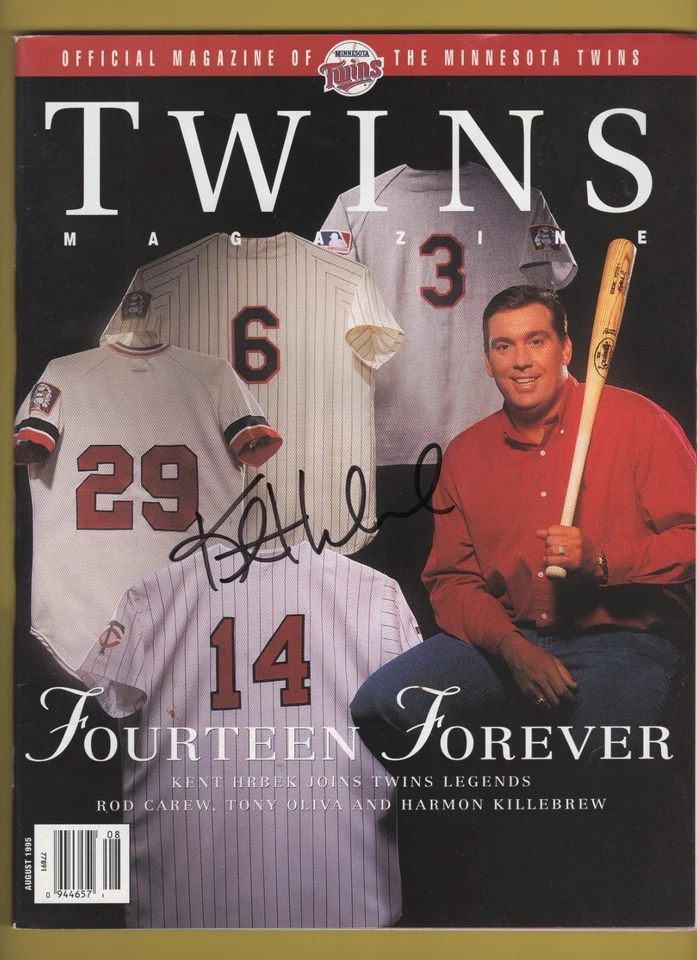 August 1995 Minnesota TWINS Official MAGAZINE Autographed by KENT HRBEK - Image 1 of 1