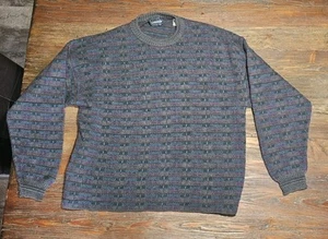 Lorenzo Italy Vintage Pullover Sweater Textured Wool Mix Knit Striped Large - Picture 1 of 5