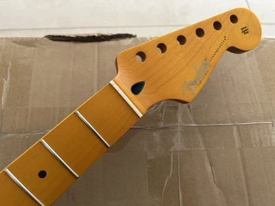 22 Fret Electric Guitar Neck parts Maple Fretboard Yellow Matte Replace - Image 1 of 4