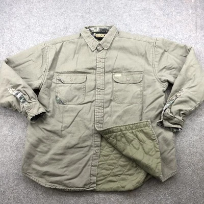 Rocky Shirt Mens XL Green Quilted Lined Outdoor Work Button Down Camo Trim - Image 1 of 4