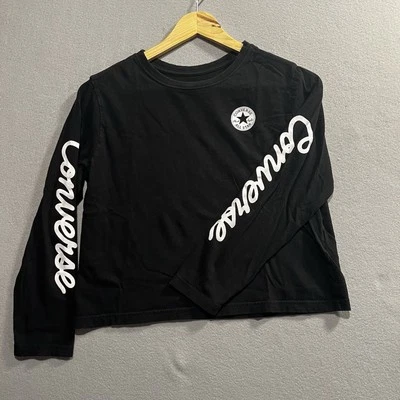 CONVERSE Girls Size Large Black Chuck Taylor Crop Top Long Sleeves - Image 1 of 4