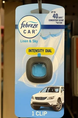 Paquete de 3 clips de ventilación para coche Febreze ambientador y eliminador de olores, lino y cielo Foto 1 de 4
