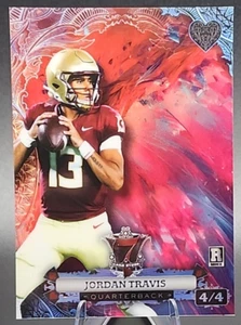 Jordan Travis 4/4 2024 Wild Card 7 Card Stud Rookie RC FSU NY Jets Pink Foil SSP - Picture 1 of 2