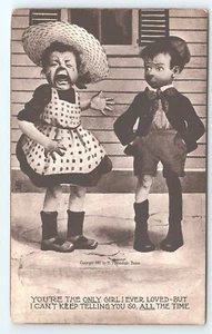 Postcard MT Sheahan You're the Only Girl I Ever Loved Boy & Crying Girl c1908 - Picture 1 of 2