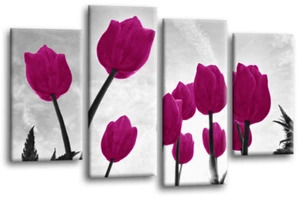 Floral Wall Art Purple Living Room Bedroom Framed Canvas Picture Ready to Hang - Picture 1 of 6