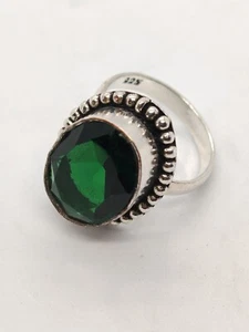 925 Sterling Silver Ring Natural Green Diopside Size N (6.25) FREE UK POSTAGE - Picture 1 of 8