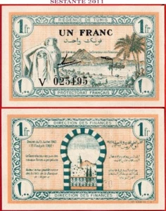 TUNESIA REGENCE DE TUNIS 1 FRANC 15 7 1943 P 55 UNC kostenloser Versand ab 100 $ - Bild 1 von 4