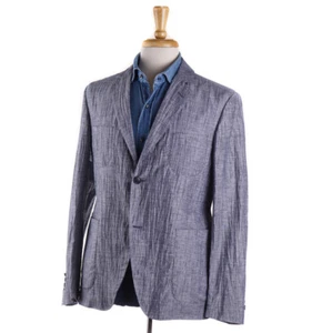 New $1695 BELVEST Ultralight Blue-White Patterned Linen-Cotton Sport Coat 40 R - Picture 1 of 11