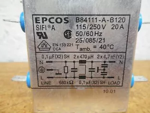 EPCOS B84111-A-B120 Line Filter 115/250V 20A 50/60Hz Used With Warranty - Picture 1 of 5