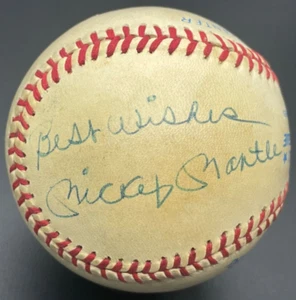 Mickey Mantle "Best Wishes 3x MVP" Vintage 1970s Autographed Signed Baseball PSA - Picture 1 of 7