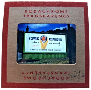 Kodachrome Red Border Slide | *1949* STUDEBAKER CAR TRUCK SERV Billboard Sign Ad - Picture 1 of 3