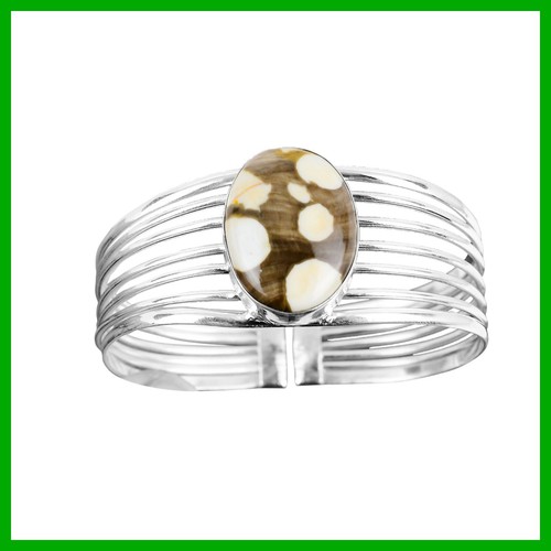 VALENTINO Bracciale ovale legno di arachidi naturale diaspro regalo matrimonio argento sterling 925