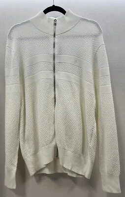 Michael Kors Women’s White Sweater Zip up Sz L Top Shirt Longsleeve 3368 — 第 1/4 张图片