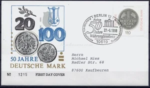 FDC Germany, 1998. Berlin to Kaufbeuren. 50jr Deutsche Mark, No.1215 First Day   - Picture 1 of 3