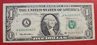 Fancy Repeater Web 80828082 $1 1995 FRN 6/12 Rare - Image 1 of 2