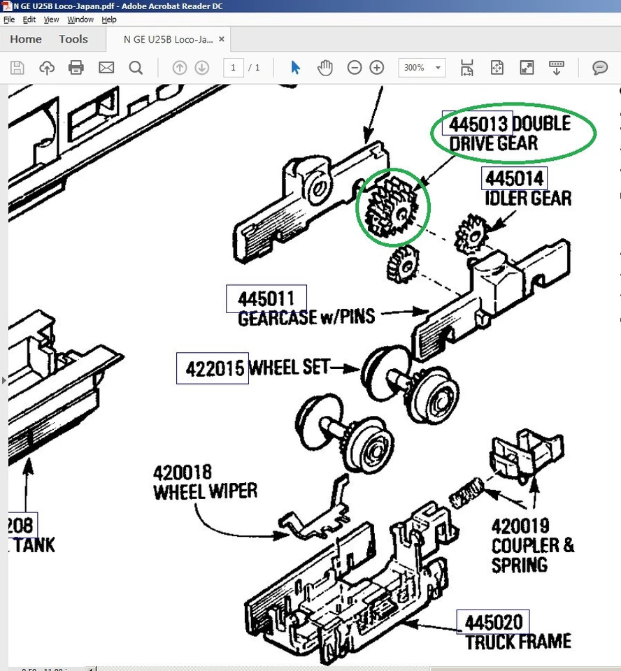N Scale U25B DOUBLE DRIVE GEAR (JAPAN) PN 445013 - Image 1 of 3