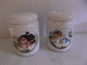 Gibson Greeting Cards Farmhouse/ Swans Salt and Pepper Shakers - Picture 1 of 6