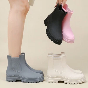 Womens Wellington Rain Boots Waterproof Ankle Wellies Chelsea Water Shoes Size - Picture 1 of 18