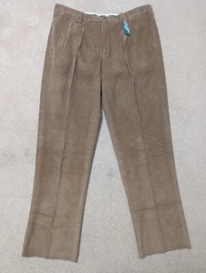 New L.L. Bean Mens Pants Pleated Corduroy Brown Unhemmed Size 44 x 37 - Picture 1 of 4