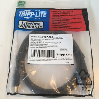 Tripp Lite FireWire IEEE 1394 Cable (6pin male/4pin male) 6-ft. (1.8m) F007-006 - Image 1 of 4