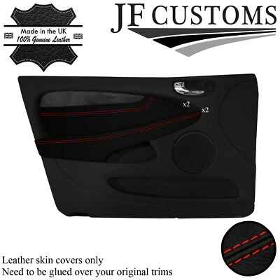 2x CUBIERTAS REPOSABRAZOS MOLDURA PUERTA DELANTERA CUERO PUNTADA ROJA PARA JAGUAR X-TYPE 01-09 JF2 Foto 1 de 4
