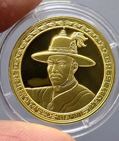Thai Polished Gold Coin 99.99% 20 g King Taksin Restored Original Palace 1995 Cover