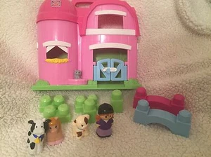 Girls Pink First Mega Blok Horse Stable w/ Blocks, Horse, Pony, Cat, Cow, Pony - Picture 1 of 12